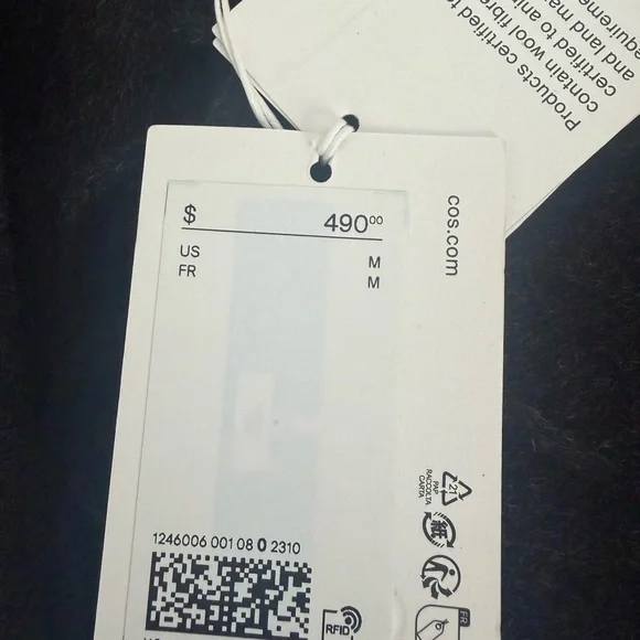 COS Black Fringe Belted Coat - Picture 6 of 6